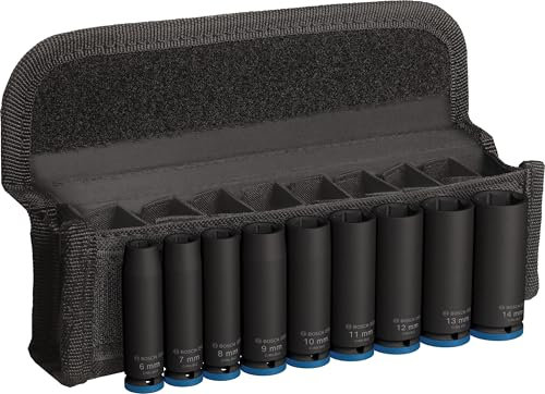 Bosch 9X PRO Impact Socket Set (56 x 28.4 mm, Professional Accessories Drill and Screwdriver)