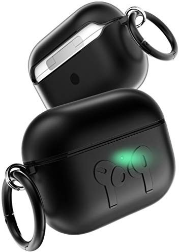 HALLEAST Metal Case Kompatibel mit Apple AirPods Pro 2 2022/AirPods Pro 2019 Alloy Metal Hard Schutz hülle mit Keychain Clip Front LED Sichtbar, Unterstützt Nicht Drahtloses Laden, Schwarz