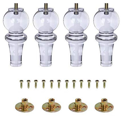 4 Pcs Meubles Jambes 15cm Acrylique Pattes de Meubles Avec Vis M8 et Mère en Fer Pieds Verre Clair DIY Pieds De Remplacement pour Bibliothèque Table Cabinet Canapé Armoire