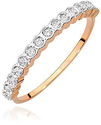 Damen Ring 585 14k Gold Rotgold natürlicher echt Diamanten Brillanten