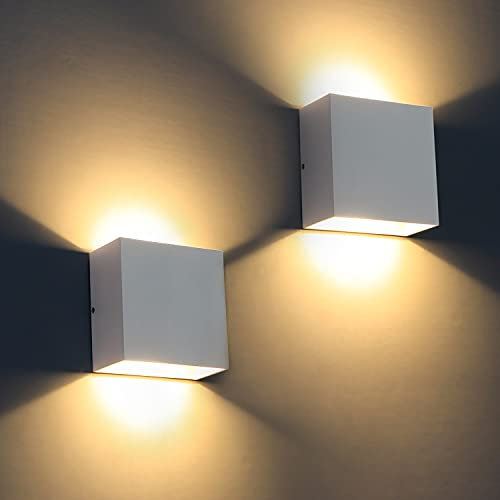 Sobrovo Wandleuchten Außen LED 12W Innen Wandbeleuchtung Warmweiß 3000K IP65 Wasserdicht leuchtet auf und ab moderne Wandlampe für Wohnzimmer Schlafzimmer Treppenhaus Treppe Licht 2Pcs