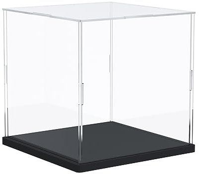 Nynelly Vitrine Acrylique Transparente pour Collection Figurine, Assembler Boîte Présentoir Rangement De Vitrine Antipoussière pour Action Pop Figures Jouets De Collection, 15x15x15cm,Noir
