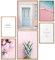 Papierschmiede® Mood Poster Set La Vie En Rose, Fertiges Bilder Set mit Rahmen (Holz, Natur), Wohnzimmer Deko Schlafzimmer, 2x DIN A3 und 4x DIN A4, Rosa Ananas Pfingstrosen