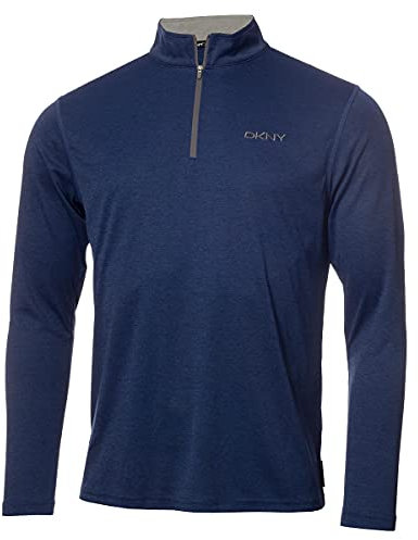 DKNY Herren Kensington 1/4 Zip Stretch Pullover - Marine Marl - S