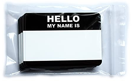 HELLO my name is... Vinyl-Stickerpack WETTERFEST/SCHWARZ! 10,5 x 7,4 cm Namensschild!
