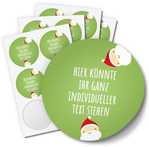 24 Weihnachtsaufkleber PERSONALISIERT mit Ihrem Text für Geschenke und Produkte zu Weihnachten - Aufkleber Etiketten Geschenkaufkleber rund, Motiv grün 4