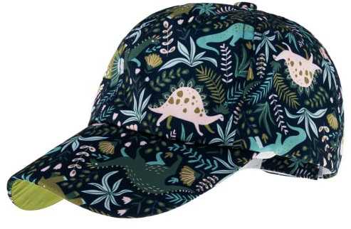 Hadwii Kinder Baseball Cap für Jungen Mädchen Verstellbar Klettverschluss Kappe Sommer Mit Dinosaurier-Drucken Schirmmütze UV Schutz Basecap 48-52cm Kopfumfang, Navy blau