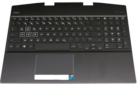 HP L57325-041 Original Tastatur inkl. Topcase DE (deutsch) schwarz/schwarz mit Backlight für Omen 15-dh0000