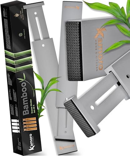 Kamoro Schubladenteiler aus natürlichem Bambus - Mit Feder für festen Halt und Möbelschonende Enden [4er-Set] - Verstellbarer Schubladen-Organizer zwischen 30,5 und 43,5 cm - Grau