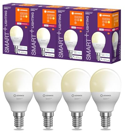 LEDVANCE Smart LED lamp with ZigBee Technology, E14-base matt Optics,Warm White (2700K), 470 Lumen, 40W-Replacement, Smart dimmable, 4-Pack
