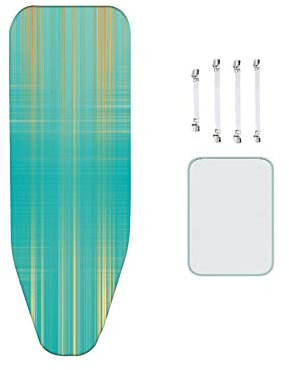 Copriasse da stiro extra large con 4 clip e panno antistiro, copriasse da stiro in cotone stampato, 160 x 60 cm