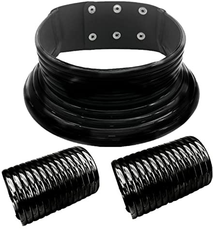 Caritierily African Bib Choker Halsketten Gold Leder Hals Choker National Tribal Langer Halskragen Chunky Statement Halskette Schmuck für Frauen und Mädchen Halskette Bergkristall (Black, One Size)