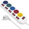 Maclean MCE204 M/W Bloc multiprises Câble d'extension à 5 Prises avec Interrupteurs 250 V AC/10 A 1.5 m