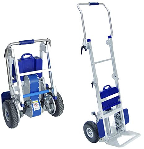 Carrello montascale elettrico pieghevole per sacchi, freni di sicurezza, batteria al litio da 48 V, carichi fino a 170 kg, trasporto in lavatrice, ausilio alla conversione, timone e pala ripiegabili,