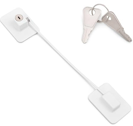 Oumefar Refrigerator Lock,Key Unlocking White Cabinet Lock for Printer Tray