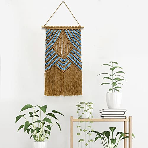 BMIDRUT Tapiz de macramé para colgar, atrapasueños, tejido a mano, bohemio, decoración de pared para el hogar, decoración de pared