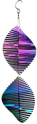 Edelstahl Windspiel Zum Aufhängen Dekoration Haus Garten Metall Wind Spinner für Hof Rasen Balkon Kinetische 360 Grad Spiral Skulpturen,Color,30CM