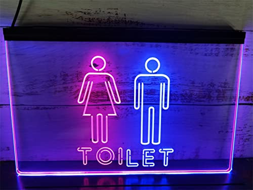 KEYQEEN Insegna al Neon a LED, luci al Neon con Logo del Bagno Personalizzato per l'insegna Luminosa in Acrilico con Decorazione della Parete d'ingresso della Toilette WC,A,30x20cm