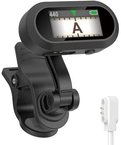 Sondery Clip On Tuner Rechargeable TFT Screen for Guitar Bass Ukulele and Wind Instruments, Headstock Chromatic Tuner Calibration 410-460Hz, Easy to Read in Strong Lights, Dual Rotatable Clip Design