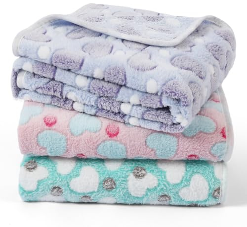 Demigeat Hundedecke Katzendecke Flauschig Waschbar für Kleine Mittlere Hunde und Katzen, 3er-Pack Weich Kuscheldecke Hund Katze für Frühling und Sommer, Haustier Hasendecke für Bett Transportbox