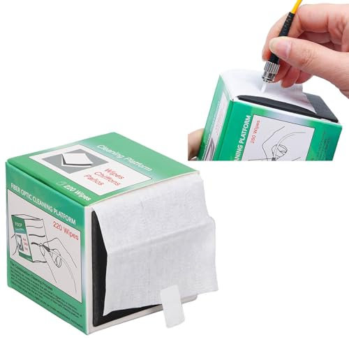 Lingette de Nettoyage de Fibre Optique, 220 Feuilles Papier de Nettoyage de Surface de Terminal de Fibre Optique Nettoyant de Plate-Forme Sans Poussière Humide Et Sec, pour Connecteur, Fibre Nue