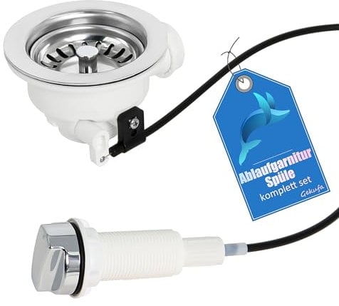 Gekufa Bonde excentrique avec corde excentrique rotative excentrique, bonde d'écoulement d'évier – G1-1/2 – Diamètre 114 mm pour évier/lave-vaisselle