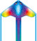 HQ Ecoline Simple Flyer Manta 85cm Kinderdrachen Flugdrachen Einleiner Drachen zum steigen Lassen, wenig Wind ab 5 Jahre, 42x85cm+1.5m Drachenschwanz inkl. 17kp Polyesterschnur 25m auf Griff, 2-5 Bft