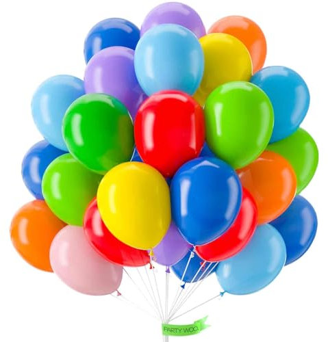 PartyWoo Luftballons Bunt, 100 Stück 12 Zoll Ballons Regenbogen, Bunte Luftballons für Ballongirlande oder Ballonbogen als Partydeko, Geburtstagsdekoration, Hochzeitsdekoration, Babypartydekoration
