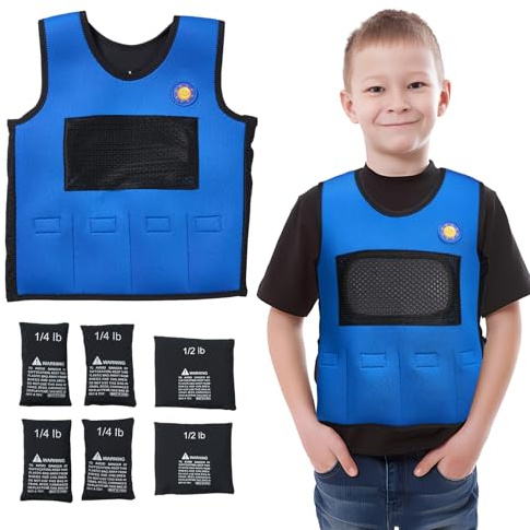 TOPARCHERY Weighted Vest for Children with Sensory Needs - Compression Vest for Children with SDP, ADHD, ADD, Sensory Overload - Kids Weighted Vest Includes Removable Weights