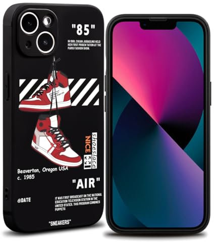 Cool Phone Case for iPhone 14 Case for Boys Men Aesthetic Red Basketball Drop-resistant Lens Protection Sport Sneaker Street Design Shockproof Designer Cases Compatible with iPhone 14 Case Black