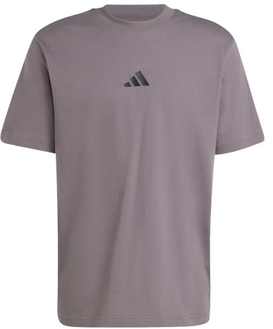 adidas Herren Essentials SMALL Logo Single Jersey Tee, Grey Strata/Black, L
