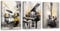 ZQQART Musik Leinwand Wandbild 3 Teilig Klavier Gitarre Trommel Bild Drucke Abstrakt Musikinstrumente Gemälde Kunstwerk Musikzimmer Rahmen(Musik -3,30x40cmx3 Pieces)