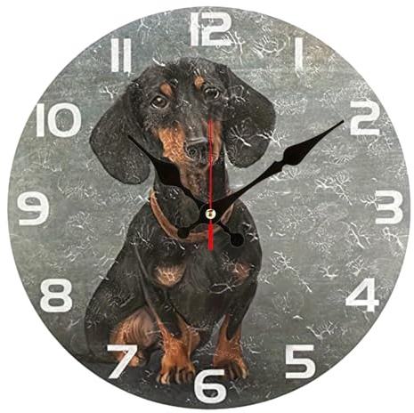 astylishome Küchenuhr, batteriebetrieben, rund, Hund, modern, dekorativ, Wandmontage, leise, nicht tickend, personalisierte Uhren, Heimdekoration für Wohnzimmer, Schlafzimmer, 1810