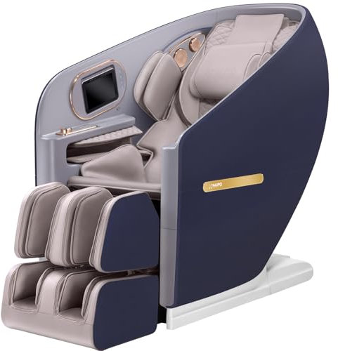 Aspria 4D Massagesessel, S80 High-end Massagestuhl, 8-inch Tablet, Aromatherapie, Musik, Stimmenführung, Umgebungslicht und Wärmetherapie, für Ganzkörpermassage (Blau)