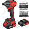 21V Cordless Impact Driver, 3 in 1 Drill and Impact Driver Set Brushless 1/2 Inch Impact Gun with 0-2300RPM Variable Speed, 300Nm High Torque, 10PCS Screwdriver Bits, 14PCS Sockets for Car Home