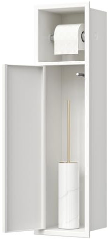 Neodrain Module d'armoire encastré en acier inoxydable avec porte-papier toilette - Blanc - 63 x 15 x 15 cm