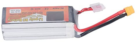 Batterie Lipo 7000mAh 14.8V 4S avec Taux de Décharge de 40C, Source d'alimentation à Prise XT60 pour Hélicoptères RC et Modèles de Voitures