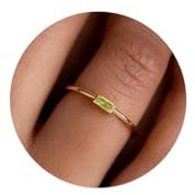 ZHESHY Ring Gold Silber für Damen Geburtsstein 14K Vergoldet Verlobungsring Promise Solitär Daumenring mit Edelstein Granat Citrin Peridot Ringe Goldene Stapelringe für Frauen Geschenk Größe 52-64