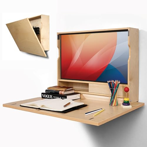 ARROWSTONE Ample.Space SKEENA Wall-Mounted Desk, Pre-Assembled Folding Desk with Storage, VESA Monitor Mount, Space-Saving Murphy Desk Design for Home Office (31)