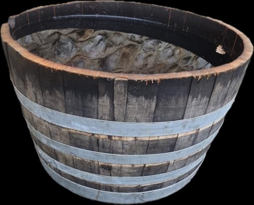 Wine Barrel 100 Litres - Half Wine Barrel Made of Oak Wood 225 Litres for Garden and Patio - Rain Barrel, Mini Pond, Plant Pot, Water Container - Original Barrel with 100 Litre Volume