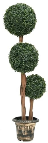 Sufrk Künstliche Buchsbaum in Kugelform mit grünem Topf, 119 cm, künstliche Bäume, natürliche Stämme, hergestellt aus den besten Materialien, ideal für die Dekoration zu Hause, künstliche Pflanze