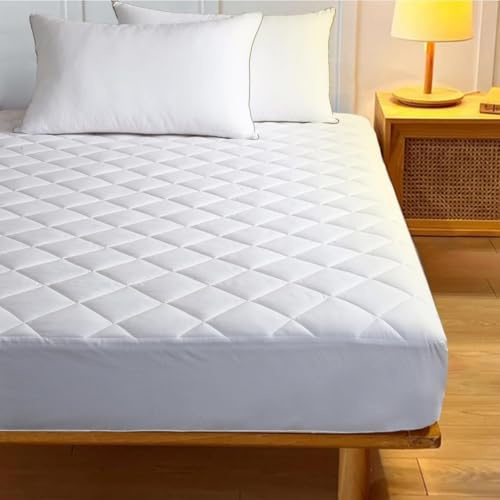I&S Home Mattress Protector King Size, Breathable Mattress Topper, Stretch Skirt Anti Allergy Quilted Mattress Topper Breathable Fitted Mattress Cover 30cm Deep (King 150 x 200cm)