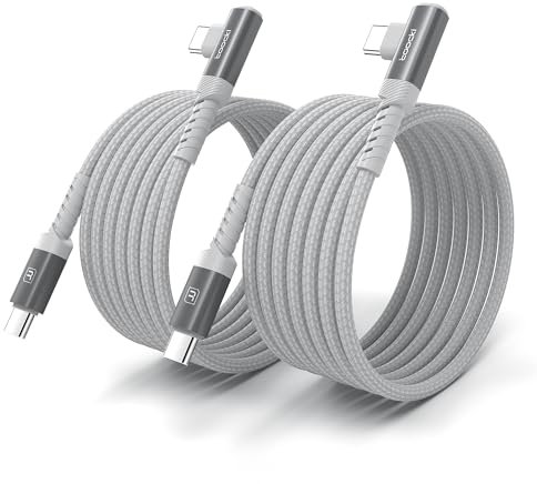 toocki Cable USB C de 60 W, 2 Pack [2 M+2 M] Cable C a C PD 3.0, Carga Rapida 90 Grados Tipo c para iPhone 17 Pro Max/16/15, MacBook Pro Air, iPad Pro, Samsung Galaxy S23/22, Blanco