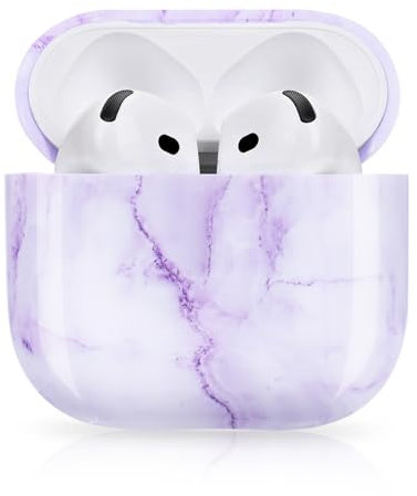 Newseego Custodia Rigida per Auricolari in PC Compatibile con AirPods 4 Generazione 2024 Design con Stampa a Marmi e Corpo Intero Antiurto e Antigraffio Cover Protettiva per AirPods 4a Gen-Viola