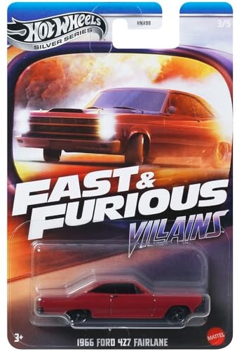 Hot Wheels 1966 Ford 427 Fairlane GT Fast & Furious 3/5 1:64 Modellauto Villains JBY36 Mattel
