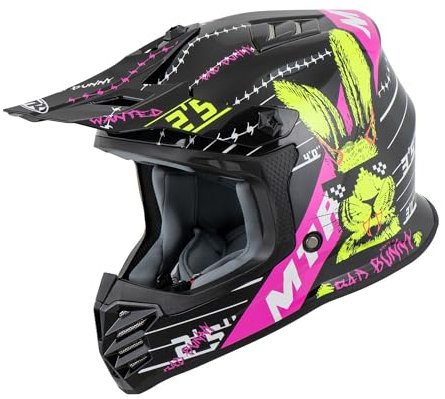 X7B-S Bunny Kinder Crosshelm, Motorradhelm Kinder, Fahrradhelm Sicher & Leicht, Perfekt Für Motorrad & Roller, CE Zertifiziert, Robust & Komfortabel, YXL
