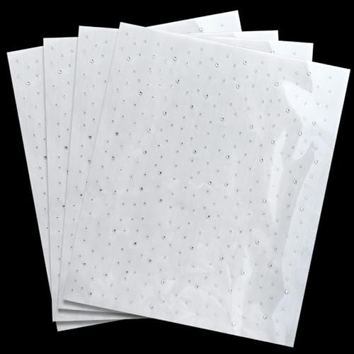 Hurifeng Strass Aufbügeln Set 4 Bögen - Weiße Hotfix Strass Aufkleber für Kleidung, Taschen & Schuhe - Kristall Transfer Patches für DIY Bastelprojekte