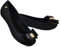Gizelle Womens Black Jelly Ballerina Pumps with Bow - Ladies Comfy Slip-On Casual Wear Every-Day Jelly Ballet Flat Shoes