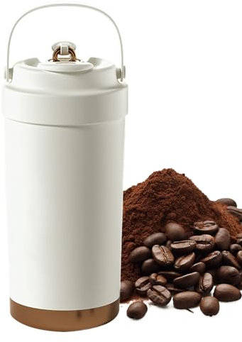 Insulated Coffee Mug - Thermal Reusable Travel Cups | Thermal Mug for Cold & Hot Drinks | Ceramic Coffee Tumbler | Ceramic Mug with Lid | 500ml Leakproof Water Bottle with Ergonomic Grip Handle, Mult