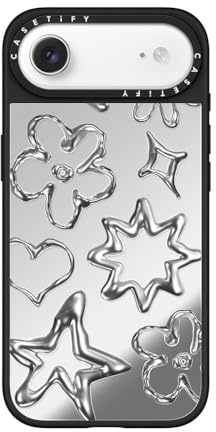 CASETiFY Spiegel iPhone Air Hülle [Reflektiert/MagSafe-kompatibel/Schutz vor Stürzen aus 1,5 m Höhe] - Chrome Doodles - Silver on Black